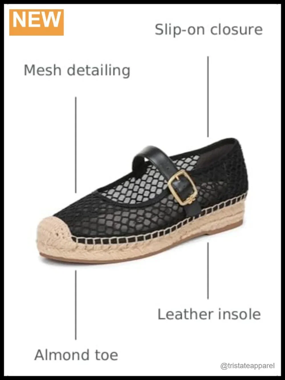 Sam Edelman Mackie Mesh Espadrille Mary Jane Flat Slip-On Casual
